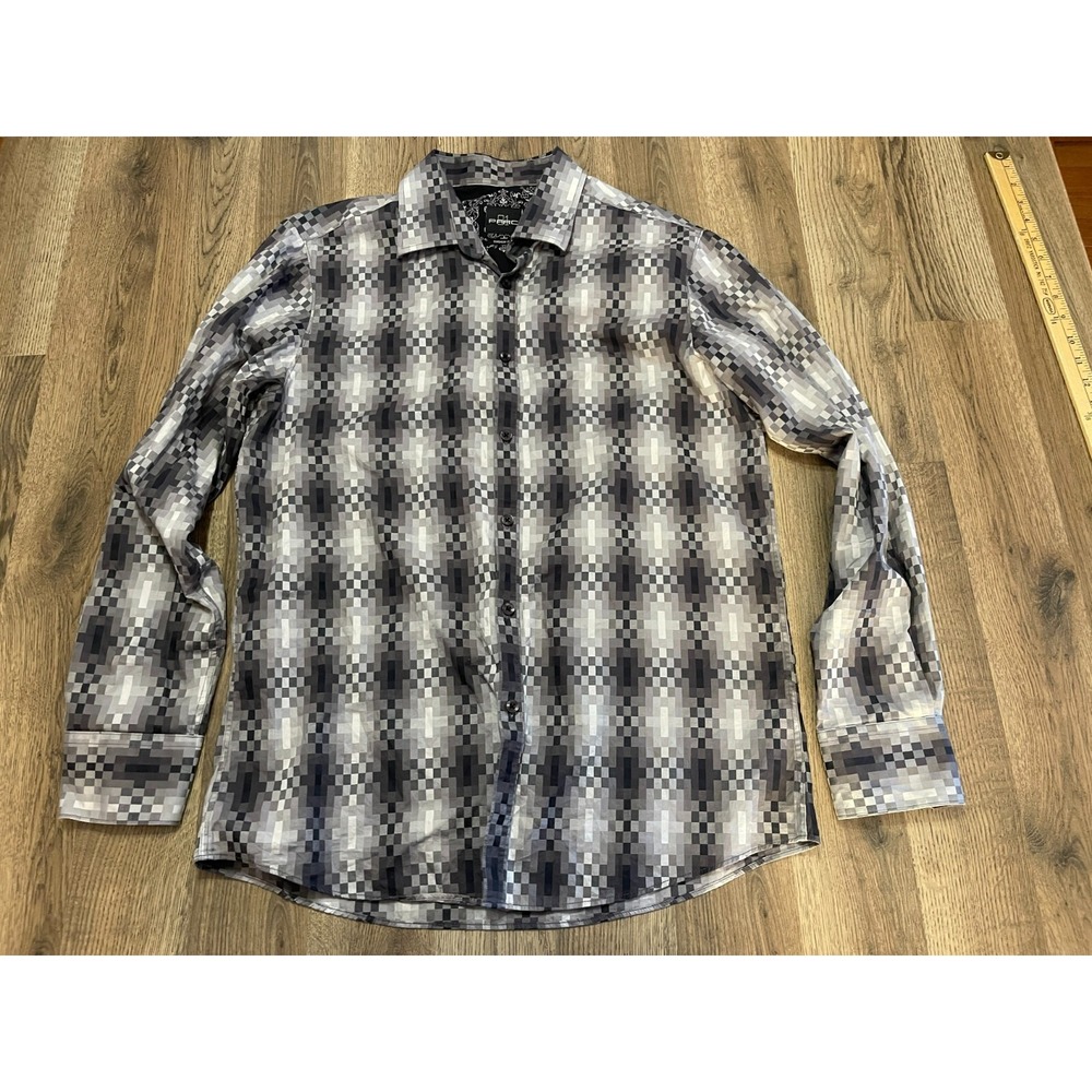 PARC 81 Shirt, Men's Size Large 16.5, Black Gray, Button up, Long Sleeve